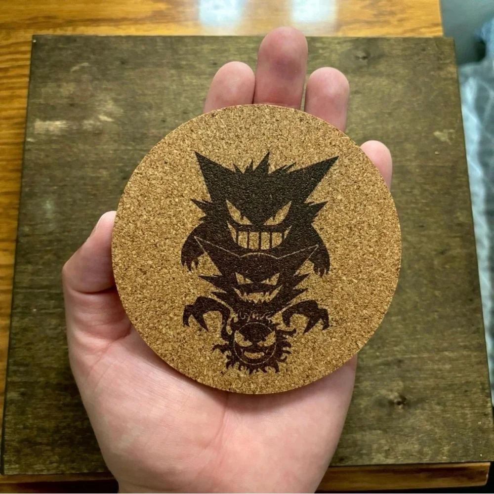 Pokemon Gengar Evolution Laser Engraved Cork Coaster